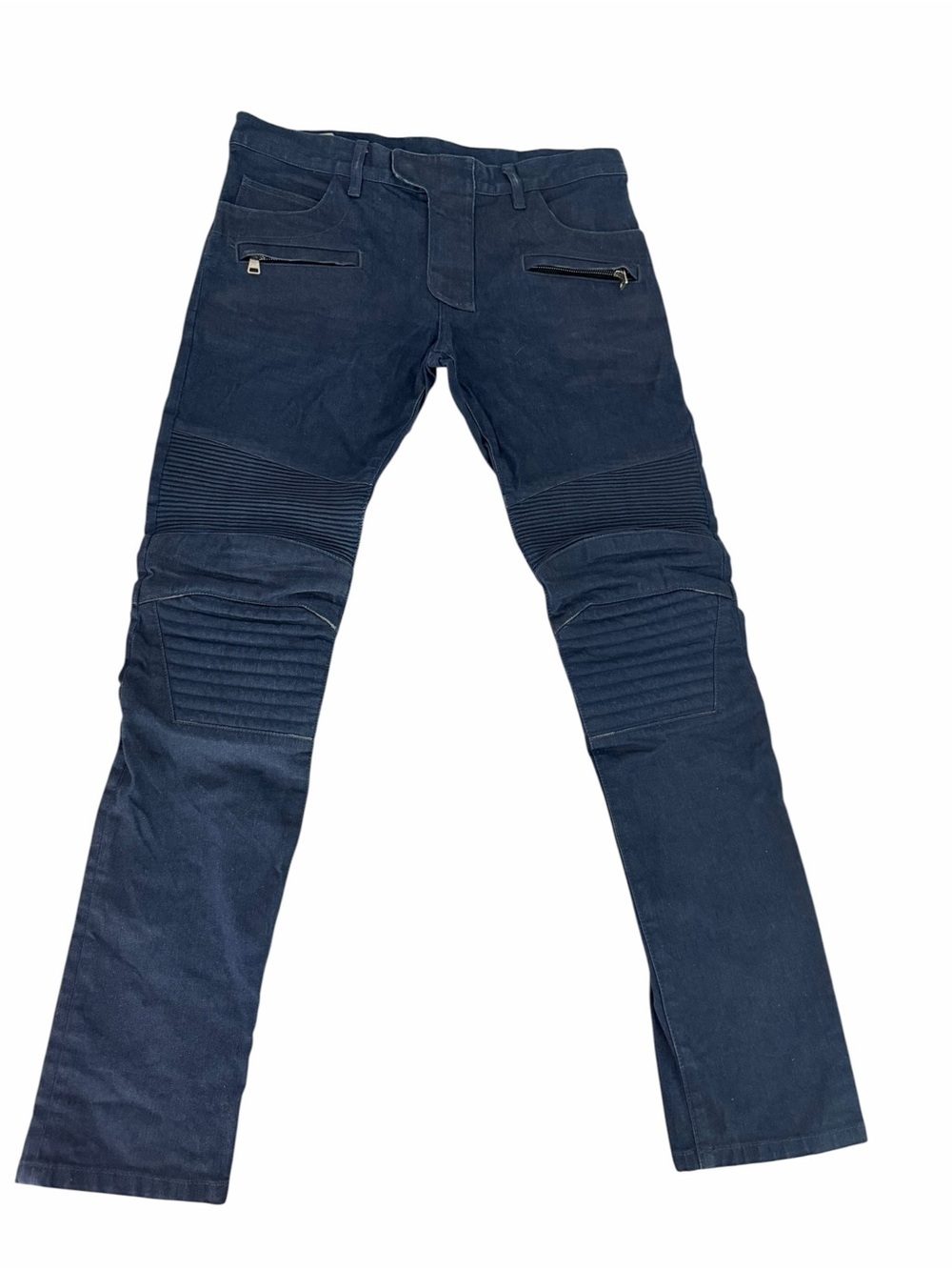 BALMAIN Dark Wash Bluemarine Slim Fit Moto Biker Jeans size 32
